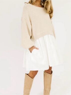 Zoco Wells Sweater Dress with White Skirt
